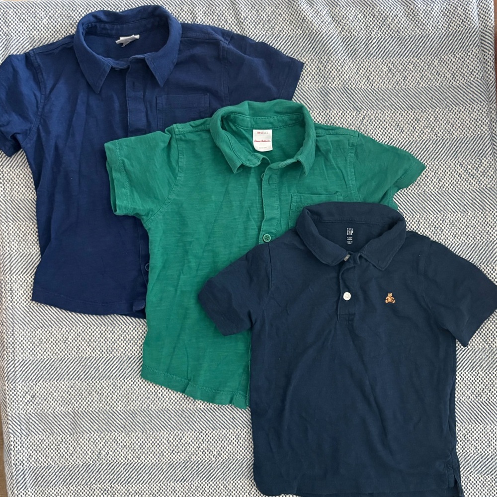 Hanna Andersson Gap Boys 3pc Cotton Shirt Style Polo Button Bundle Sz 4